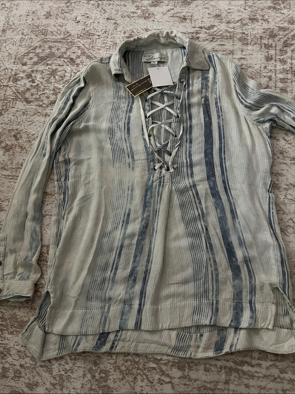 Vintage Havana Striped Lace-Up Long Sleeve Women's Top/Cover-up, size M, NWT